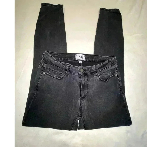 Womens Paige Verdugo Ankle Black Distressed Denim - Picture 1 of 6